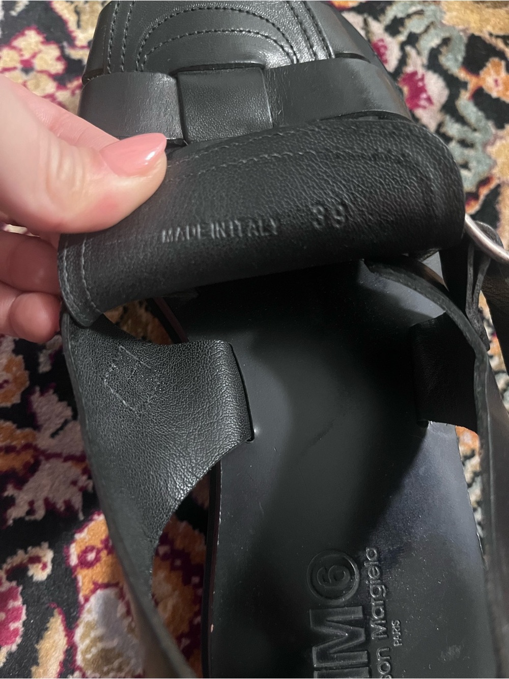 Maison Margiela MM6 Platform wedge Sandals Fishermen black leather 39 - Picture 9 of 11